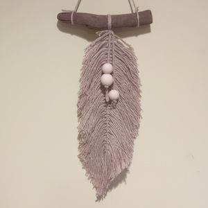Boho macrame feather leaf